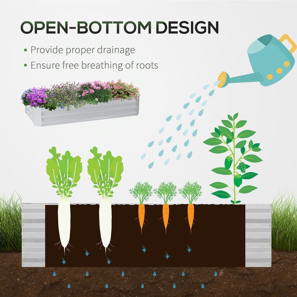 image-Outsunny Raised Garden Bed Planter Box with Greenhouse, Large Window, Green