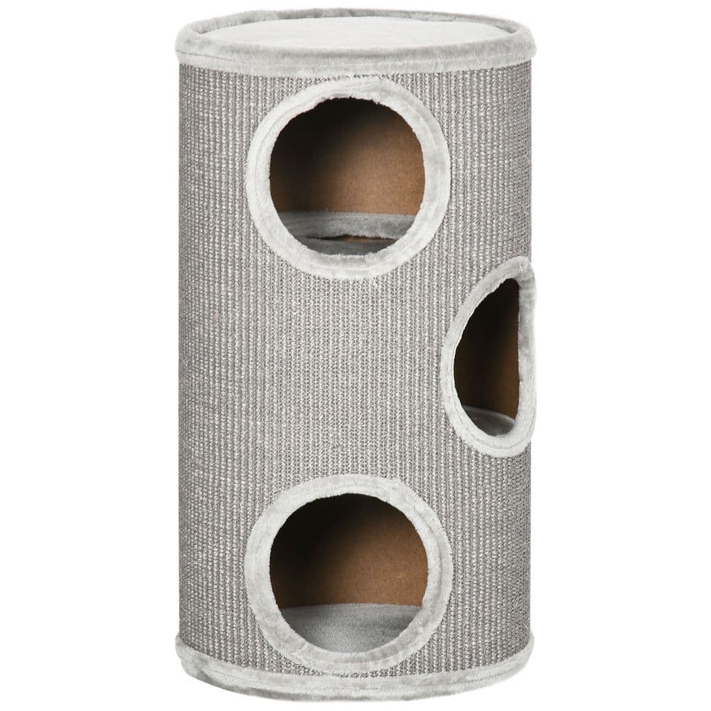 image-Cat Barrel Kitten Tree Tower for Indoor Cats, Covered with Sisal, Cosy Platform