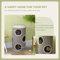 image-Cat Barrel Kitten Tree Tower for Indoor Cats, Covered with Sisal, Cosy Platform