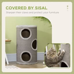 image-Cat Barrel Kitten Tree Tower for Indoor Cats, Covered with Sisal, Cosy Platform