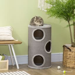 image-Cat Barrel Kitten Tree Tower for Indoor Cats, Covered with Sisal, Cosy Platform