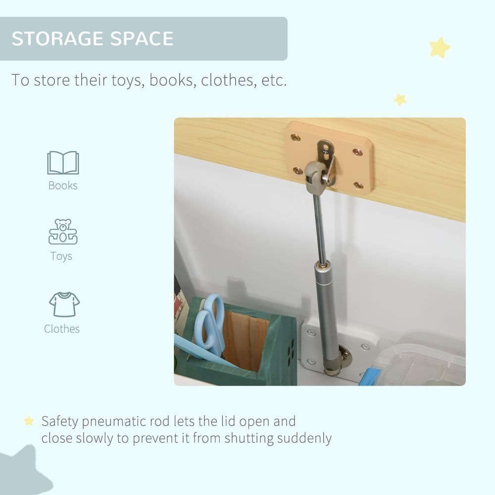 image-2 In 1 Wooden Toy Box, Kids Seat Bench Storage Chest, 60 x 30 x 50cm