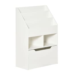image-Children's Bookcase, Toy Organiser w/ Wheels, for Bedroom - White