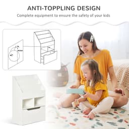 image-Children's Bookcase, Toy Organiser w/ Wheels, for Bedroom - White