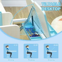 image-Height Adjustable Kids Desk and Chair Set, for Ages 3-12 Years - Blue