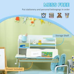image-Height Adjustable Kids Desk and Chair Set, for Ages 3-12 Years - Blue