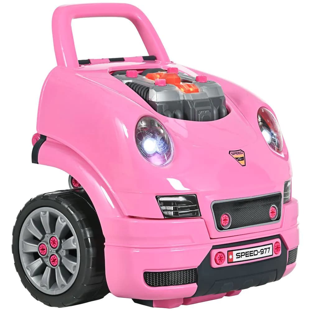 image-Kids Truck Engine Toy Set w/ Horn Light Car Key Age 3-5 Years, Pink