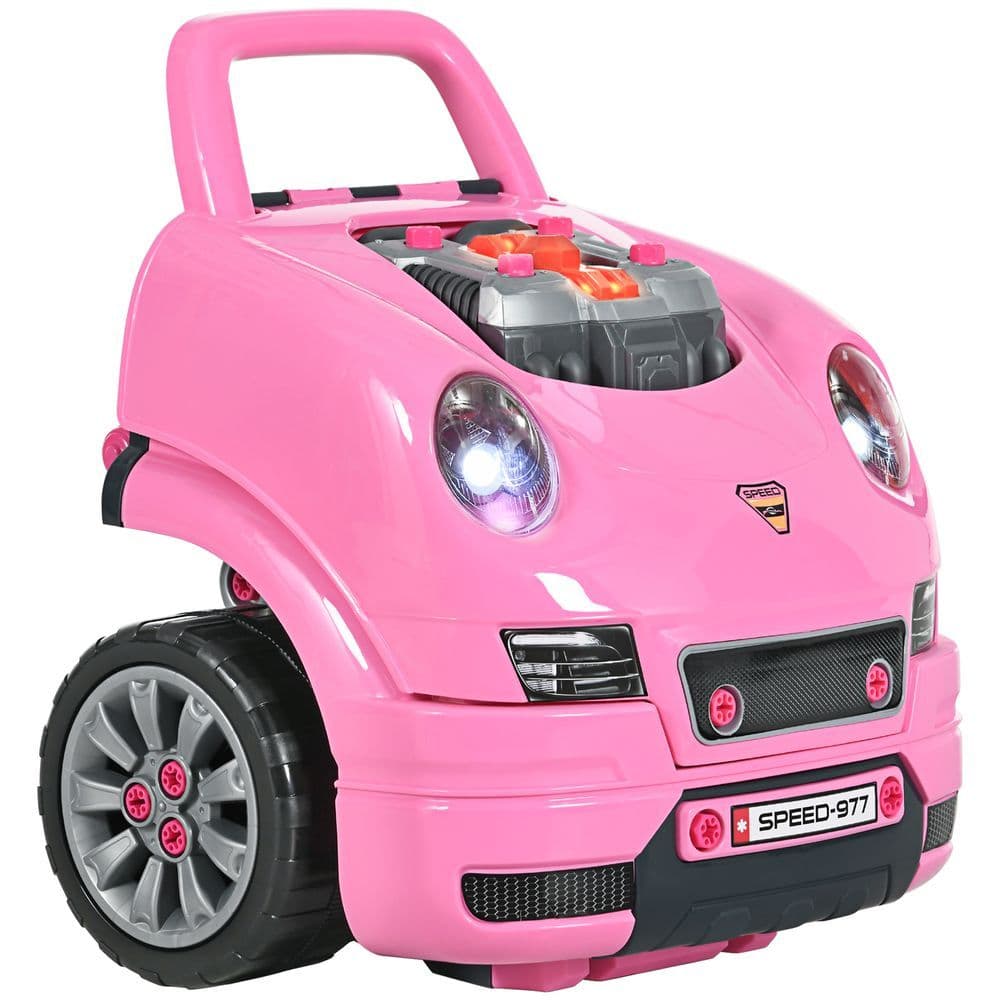 image-Kids Truck Engine Toy Set w/ Horn Light Car Key Age 3-5 Years, Pink