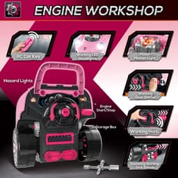 image-Kids Truck Engine Toy Set w/ Horn Light Car Key Age 3-5 Years, Pink