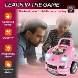 image-Kids Truck Engine Toy Set w/ Horn Light Car Key Age 3-5 Years, Pink