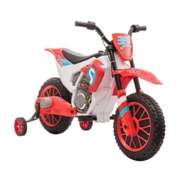 image-Kids Motorbike Electric Ride-On Toy w/ Training Wheels, for 3-5 Years - Red