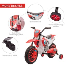 image-Kids Motorbike Electric Ride-On Toy w/ Training Wheels, for 3-5 Years - Red