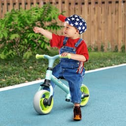 image-8" Baby Balance Bike w/ Adjustable Seat, Puncture-Free EVA Wheels - Green