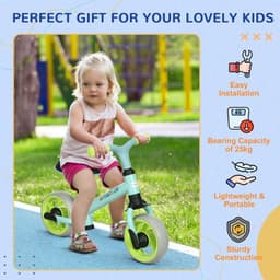 image-8" Baby Balance Bike w/ Adjustable Seat, Puncture-Free EVA Wheels - Green