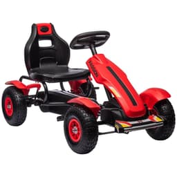 image-Children Pedal Go Kart w/ Adjustable Seat, Inflatable Tyres, Handbrake - Red