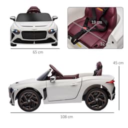 image-Bentley Bacalar Licensed 12V Kids Electric Car w/ Portable Battery - White