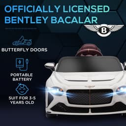 image-Bentley Bacalar Licensed 12V Kids Electric Car w/ Portable Battery - White