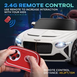 image-Bentley Bacalar Licensed 12V Kids Electric Car w/ Portable Battery - White