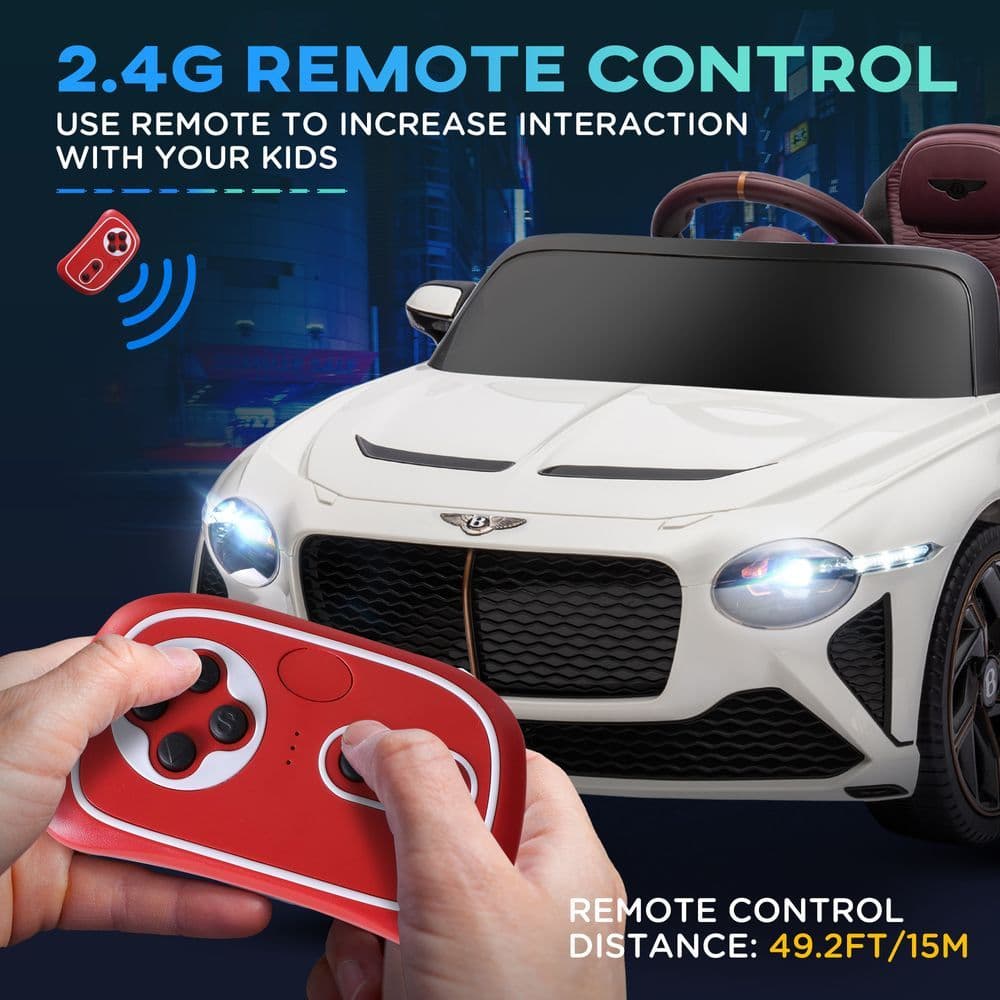 image-Bentley Bacalar Licensed 12V Kids Electric Car w/ Portable Battery - White
