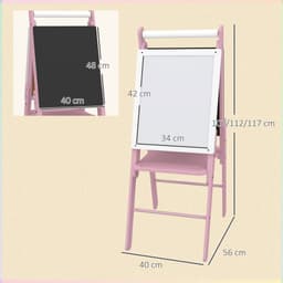 image-Art Easel for Kids, Double-Sided Whiteboard Chalkboard w/ Paper Roll - Pink