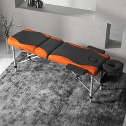 image-HOMCOM Portable Massage Table Beauty Therapy Couch Bed Spa Aluminum Orange
