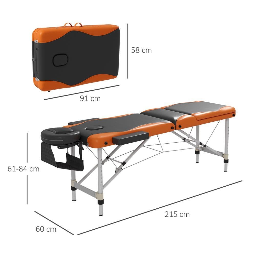 image-HOMCOM Portable Massage Table Beauty Therapy Couch Bed Spa Aluminum Orange
