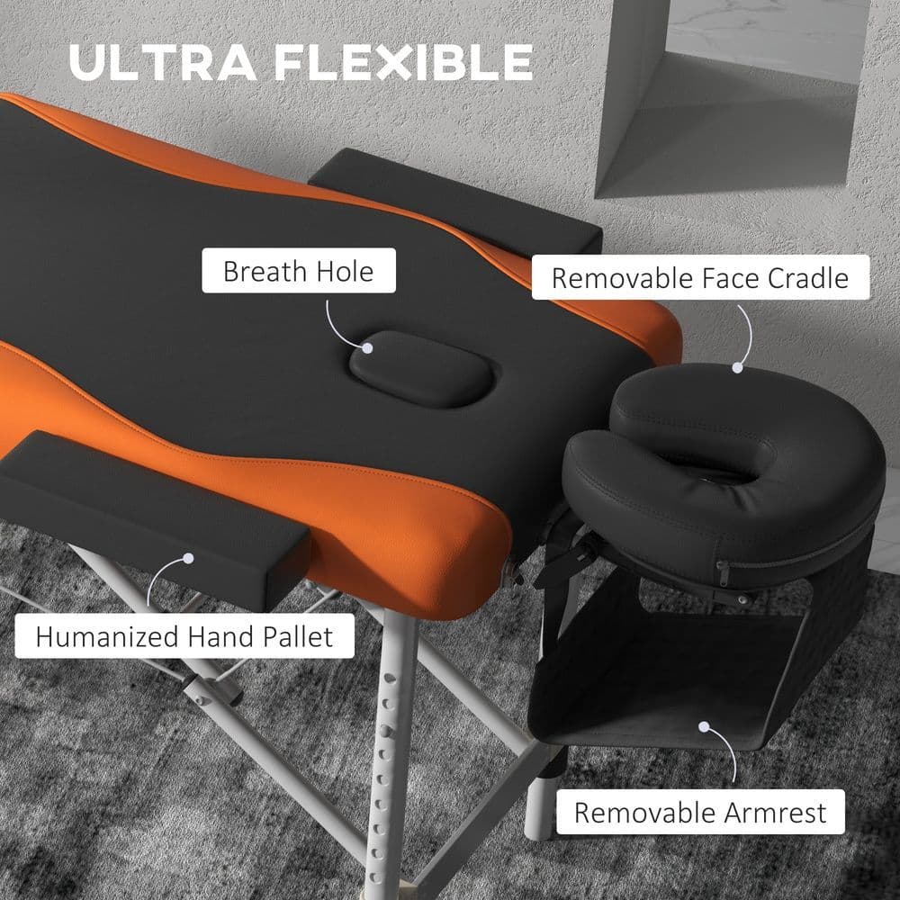image-HOMCOM Portable Massage Table Beauty Therapy Couch Bed Spa Aluminum Orange