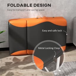 image-HOMCOM Portable Massage Table Beauty Therapy Couch Bed Spa Aluminum Orange