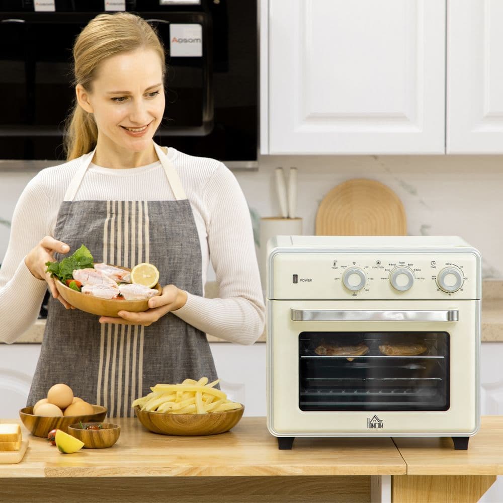 image-HOMCOM 7-in-1 Toaster Oven 4-Slice w/ 60-min Timer Adjustable Thermostat 1400W