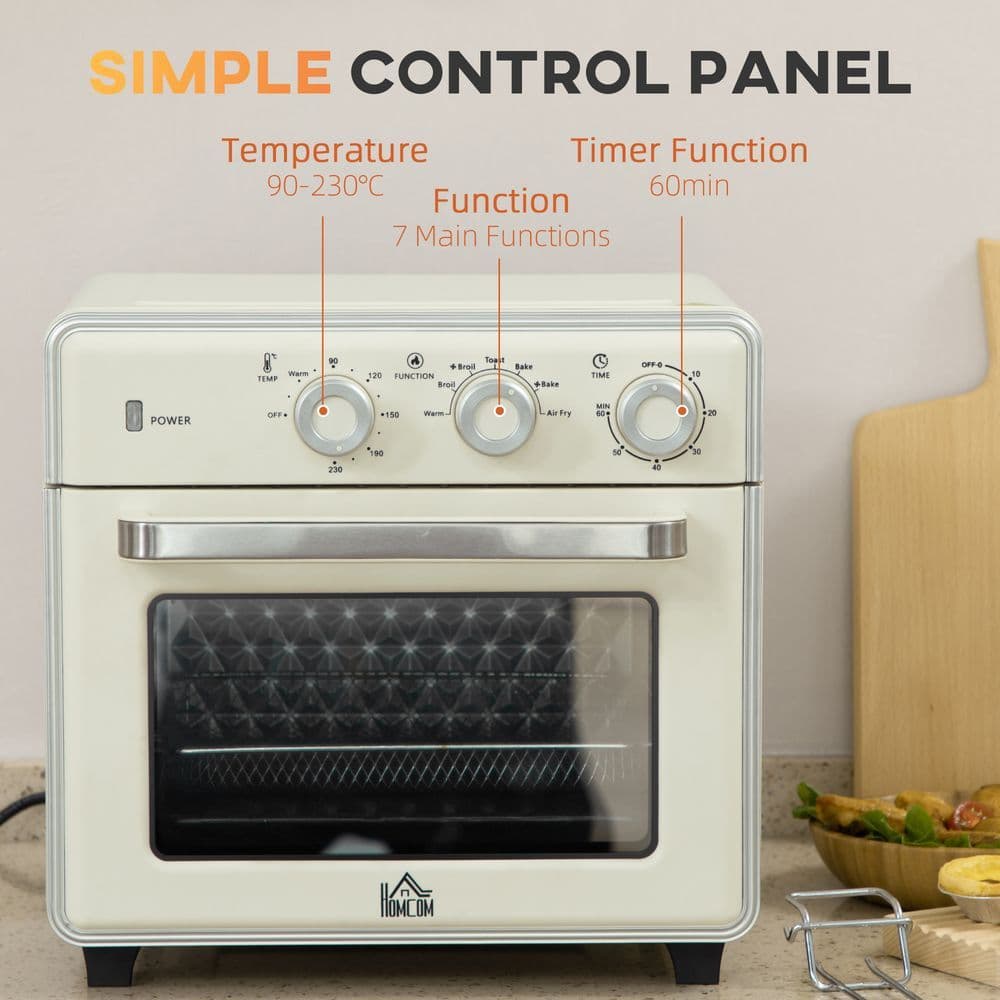 image-HOMCOM 7-in-1 Toaster Oven 4-Slice w/ 60-min Timer Adjustable Thermostat 1400W