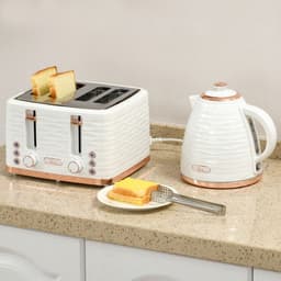 image-HOMCOM Kettle and Toaster Set 1.7L Rapid Boil Kettle & 4 Slice Toaster White