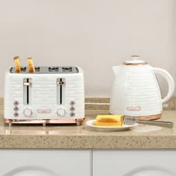 image-HOMCOM Kettle and Toaster Set 1.7L Rapid Boil Kettle & 4 Slice Toaster White