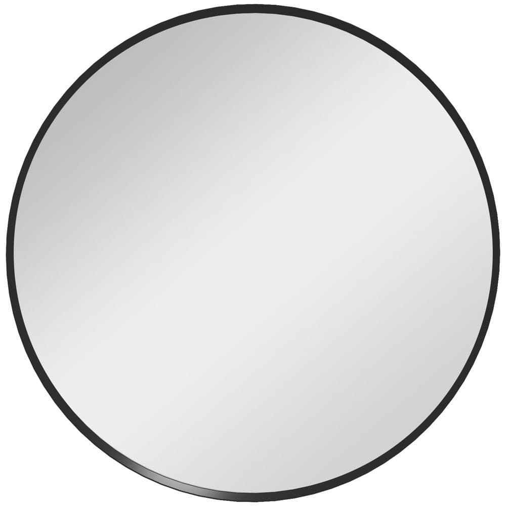 image-HOMCOM Wall Mirror for Living Room Bedroom, 61 cm Circle Bathroom Mirror, Black