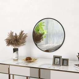 image-HOMCOM Wall Mirror for Living Room Bedroom, 61 cm Circle Bathroom Mirror, Black