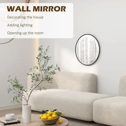 image-HOMCOM Wall Mirror for Living Room Bedroom, 61 cm Circle Bathroom Mirror, Black
