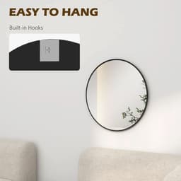 image-HOMCOM Wall Mirror for Living Room Bedroom, 61 cm Circle Bathroom Mirror, Black