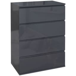 image-HOMCOM Bedroom Chest of Drawers, High Gloss 4 Drawers Dresser, Drawer Unit