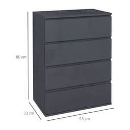 image-HOMCOM Bedroom Chest of Drawers, High Gloss 4 Drawers Dresser, Drawer Unit