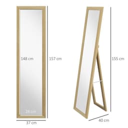 image-HOMCOM Full Length Mirror, Farmhouse Wall Mirror, Hanging & Freestanding