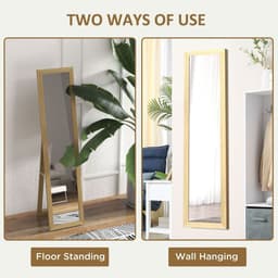 image-HOMCOM Full Length Mirror, Farmhouse Wall Mirror, Hanging & Freestanding