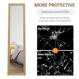 image-HOMCOM Full Length Mirror, Farmhouse Wall Mirror, Hanging & Freestanding