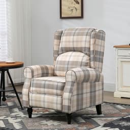 image-HOMCOM Recliner Chair for Living Room Wingback Chair with Padded Armrest Khaki