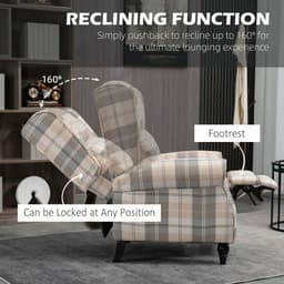 image-HOMCOM Recliner Chair for Living Room Wingback Chair with Padded Armrest Khaki