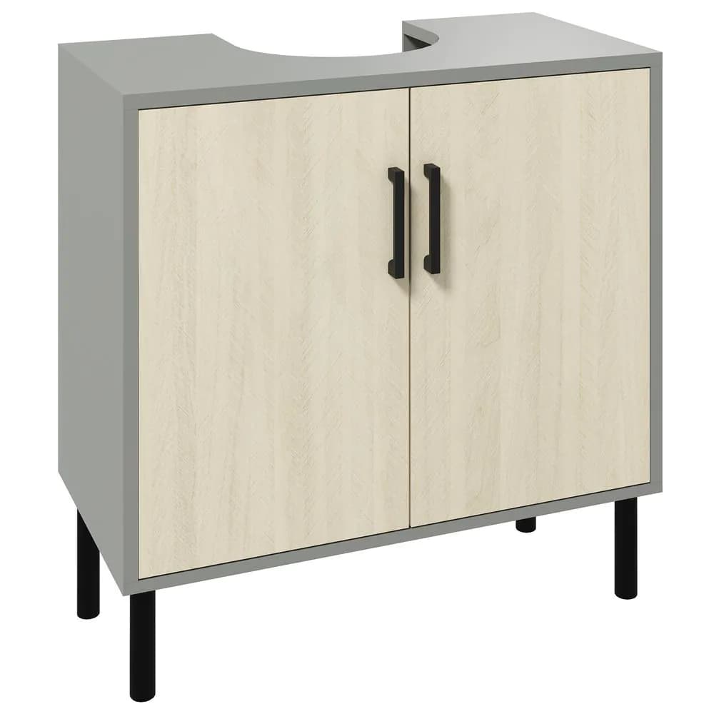 image-kleankin Bathroom Sink Cabinet, Under Sink Basin Storage Cupboard with Shelf