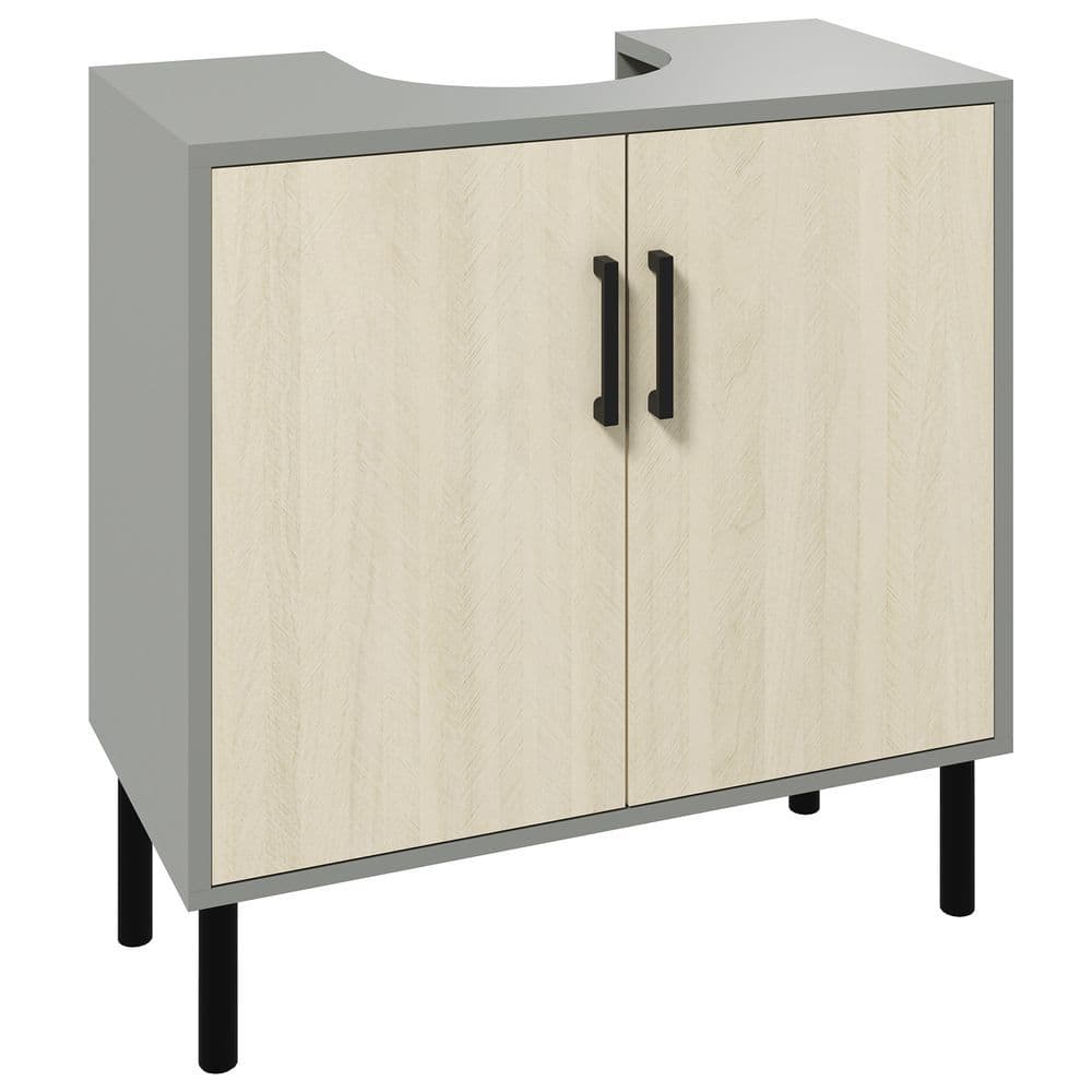 image-kleankin Bathroom Sink Cabinet, Under Sink Basin Storage Cupboard with Shelf