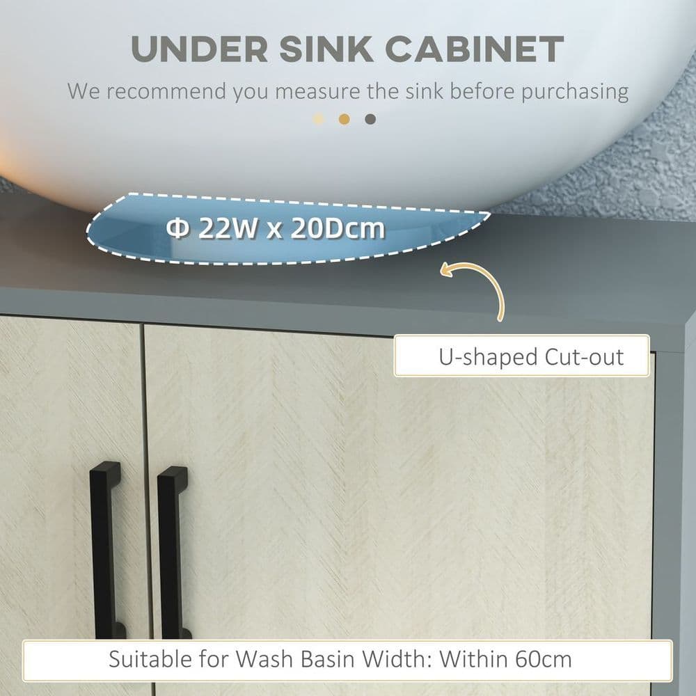 image-kleankin Bathroom Sink Cabinet, Under Sink Basin Storage Cupboard with Shelf