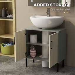image-kleankin Bathroom Sink Cabinet, Under Sink Basin Storage Cupboard with Shelf