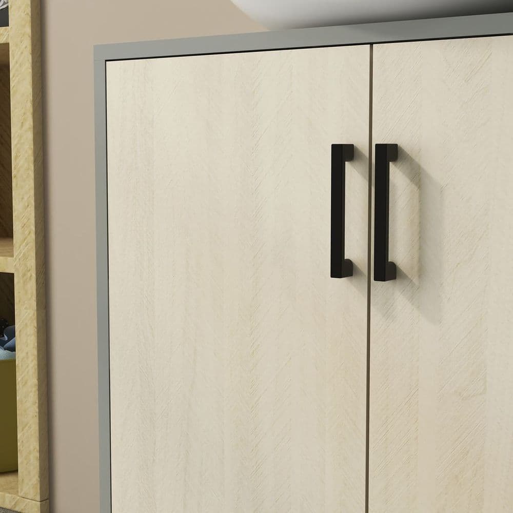 image-kleankin Bathroom Sink Cabinet, Under Sink Basin Storage Cupboard with Shelf