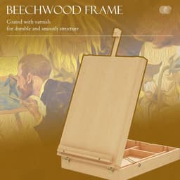 image-Vinsetto Wooden Table Easel Box Hold Canvas up to 61cm Adjustable Sketch Board