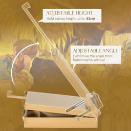 image-Vinsetto Wooden Table Easel Box Hold Canvas up to 61cm Adjustable Sketch Board